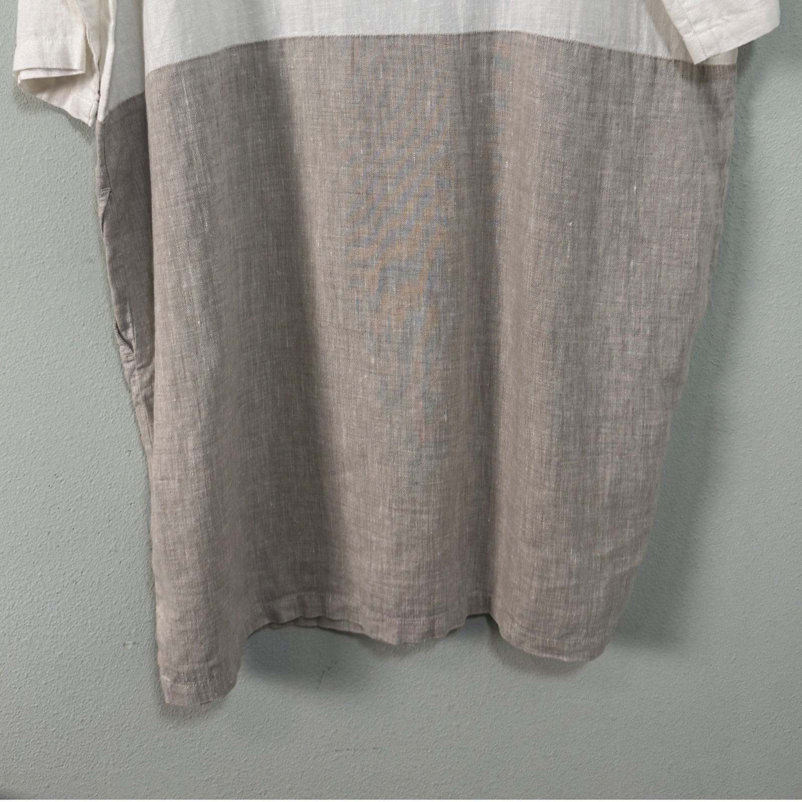 Magiclinen Adria Color-Block Linen Dress White Gray Xl Relaxed Fit Pocketed — image 8 of 8
